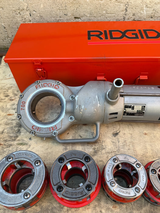 Ridgid 700 Pipe Threader Machine W/ith 1/2"-2" 12r Dies & Box #3