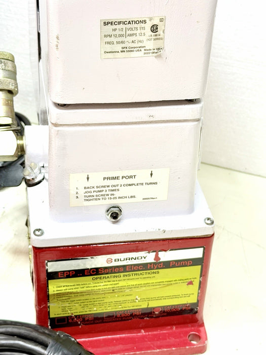Burndy EPP-10EC Series Hydraulic Electric Pump 10k Psi + Case & Hose Crimper BG7