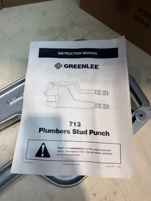 Greenlee 713 Plumber Metal Stud Punch 2-5/8" Hole 20-24ga Steel 23" L