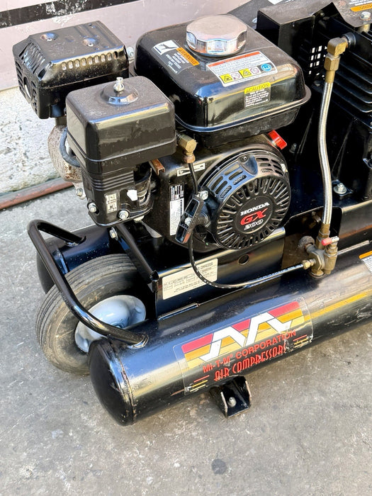 Mi-T-M AC1-PH55-08M 8 Gal Gas Air Compressor Honda GX 200, Belt Driven + Hose