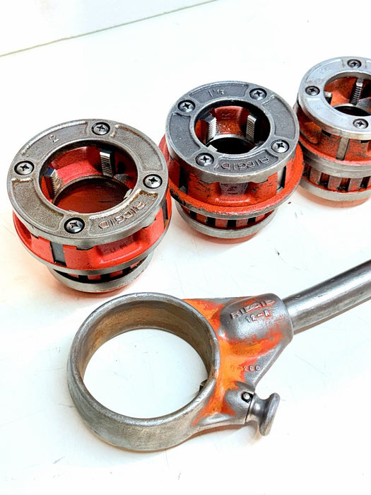 Ridgid 12-R Pipe Threader Die Head Set & Ratchet Head 12R  1/2" - 2" Dies #BG4