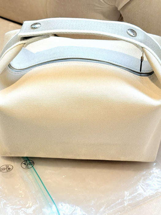 Hermes Canvas Beige / Naturel Bride-a-Brac Large Pouch Toiletry Bag NEW