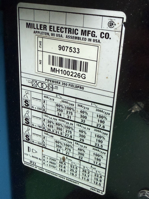 Miller PipeWorx 350 FieldPro Welder similar XMT-350 TESTED 2017 #1
