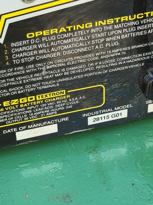 Power Wise 36 Volt EZ-GO Textron Golf Cart Battery Charger Model #28115 G04