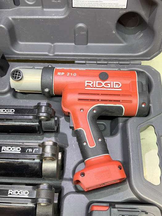 Ridgid RP210 Press Frame Press Tool W/ Battery, 5 Frames, Tool , Case Etc.  NICE