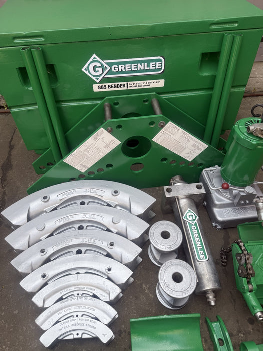 Greenlee 885 Hydraulic Pipe Bender 1-1/4”-5” Rigid Pipe.  Bending Table.  10/8