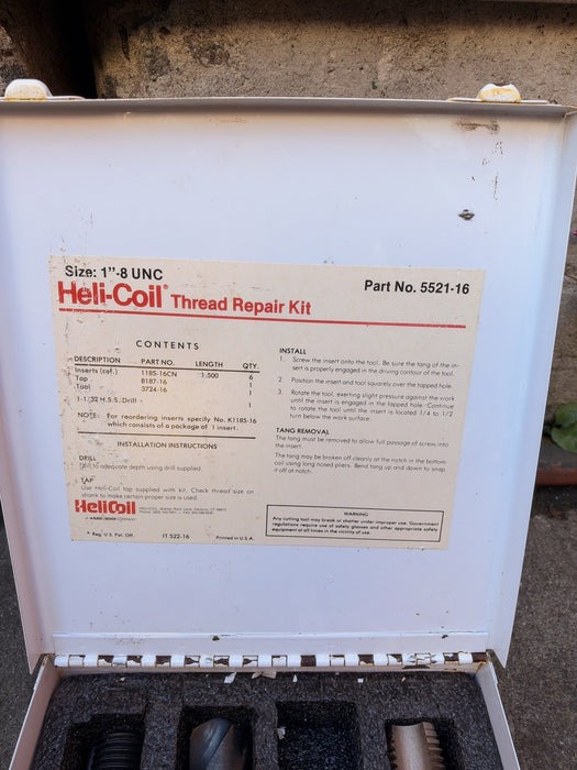 Helicoil Size 1"-8 UNC 5521-16  1-1/32 HSS 1310 Master Thread Repair Kit