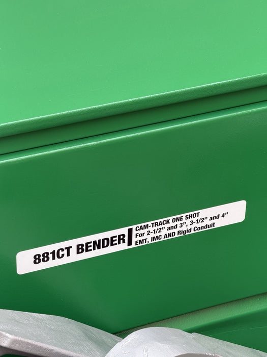 GREENLEE 881CT CAM TRACK Conduit Pipe Bender 2-1/2-4" EMT RIGID IMC, PUMP, TABLE