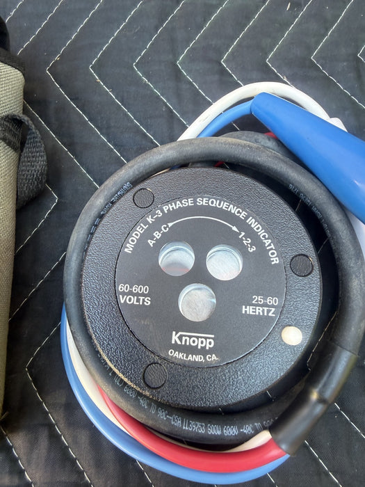 Knopp K-3 Phase Sequence Indicator, 60-600V With Case. Made in USA. Very nice #3