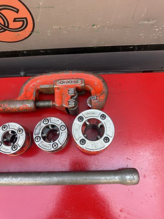 Ridgid 00R Pipe Threading Set, Ratchet, Handle+6 Dies ALL GOOD TEETH  7/9/26 #1
