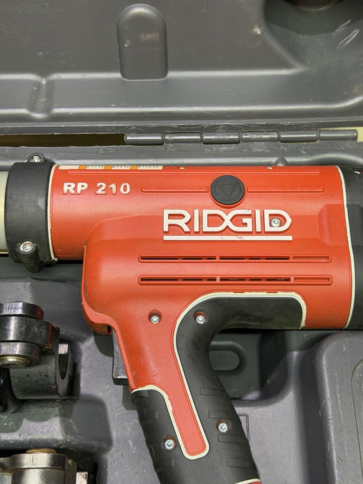 Ridgid RP210 Press Frame Press Tool W/ Battery, 5 Frames, Tool , Case Etc.  NICE