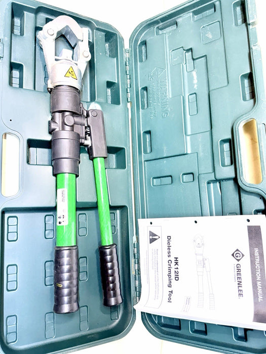 Greenlee HK12ID Dieless Crimping Tool Full Set With Case & Manual Green/Black B2