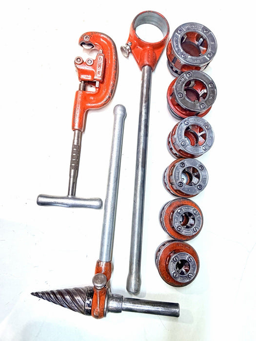 Ridgid 12-R 1/2" to 2" Pipe Threader Set Die Heads Ratchet Cutter Reamer 12R #2