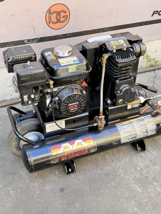Mi-T-M AC1-PH55-08M 8 Gal Gas Air Compressor Honda GX 200, Belt Driven + Hose