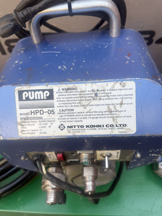 Nitto Kohki HS07-1624 Hydraulic 50 Ton Punch with HPD-05 Pump.  Works Fine.