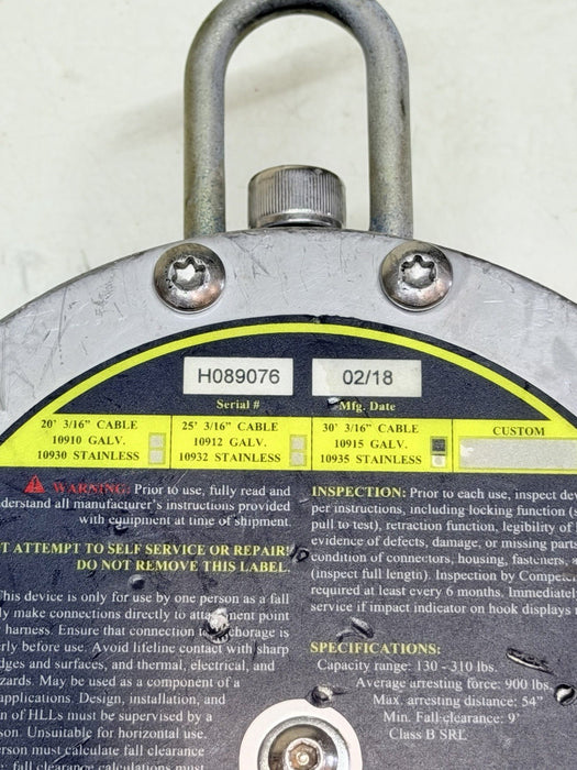 GUARDIAN FALL PROTECTION 10935 HALO LIFELINE 30’ 3/16 Galvanized Cable