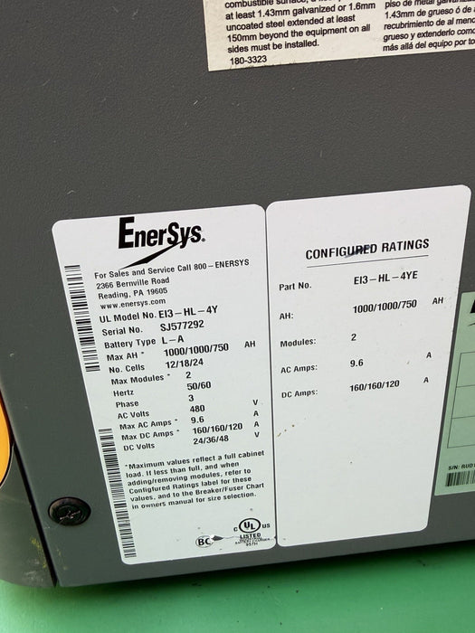 ENERSYS EI3-HL-4Y Enforcer IMPAQ Forklift Battery Charger 480V 3PH + Cables #7