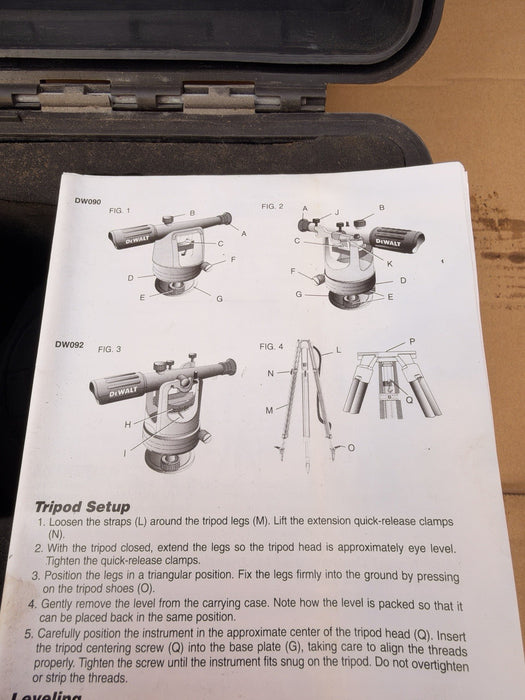 DEWALT DW092 Transit Automatic Level 20x Magnification with Hard Carrying Case