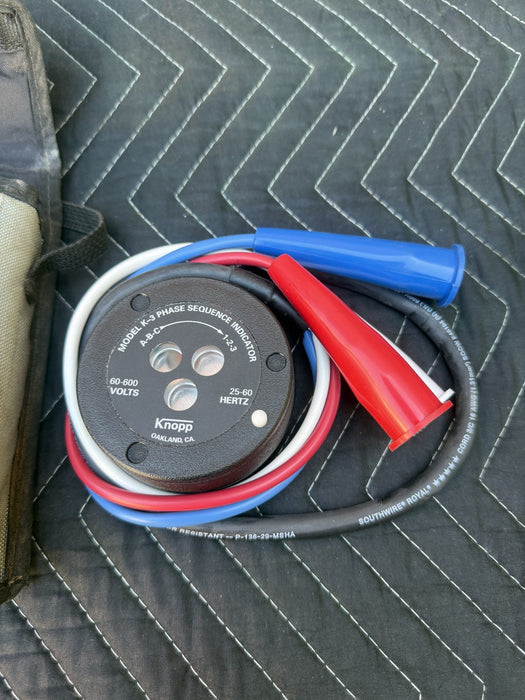 Knopp K-3 Phase Sequence Indicator, 60-600V With Case. Made in USA. Very nice #5
