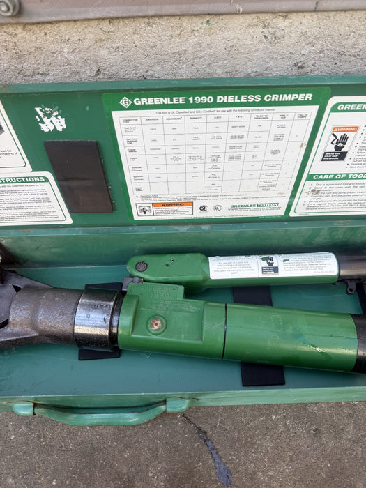 Greenlee 1990 Dieless Hydraulic Crimper with Carrying Case USA Made. Works Great