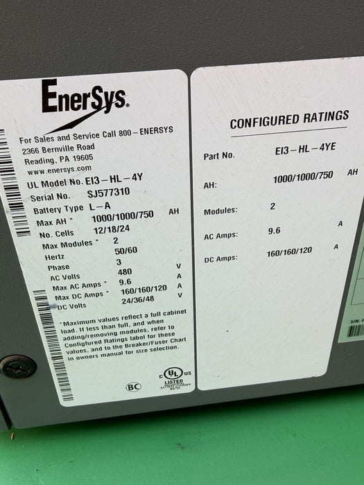 ENERSYS EI3-HL-4Y Enforcer IMPAQ Forklift Battery Charger 480V 3PH + Cables #4