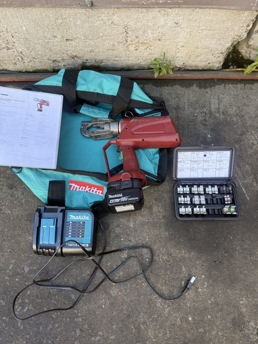 Burndy Patriot 6 ton Series 600 Cordless Electric Crimper  with Dies. Works Fine
