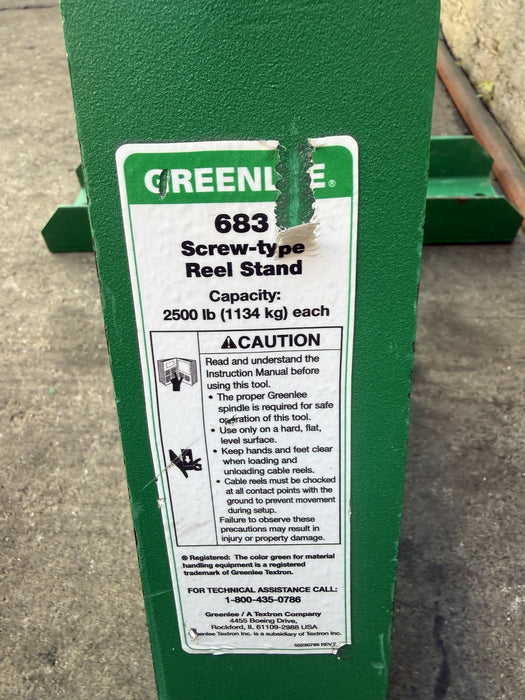 Greenlee 683 Screw-Type Reel Stand, Adjustable, 22"-54" (559-1372 Mm) a Pair #1