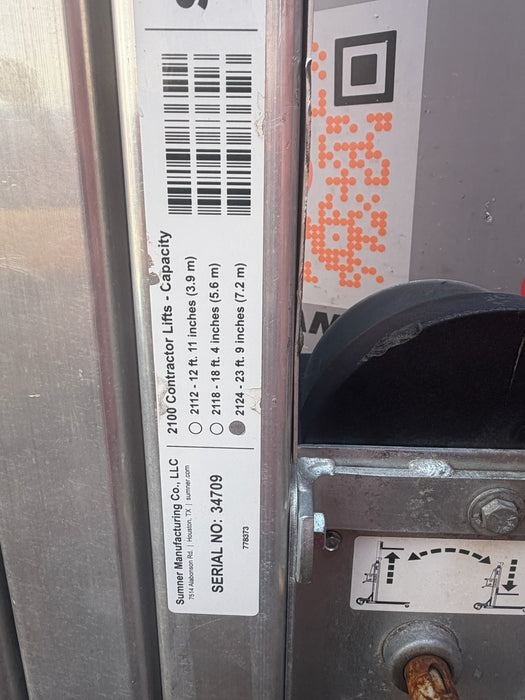 Used Sumner 783652 2124 Series 24 ft Contractor Lift 650 lbs Capacity
