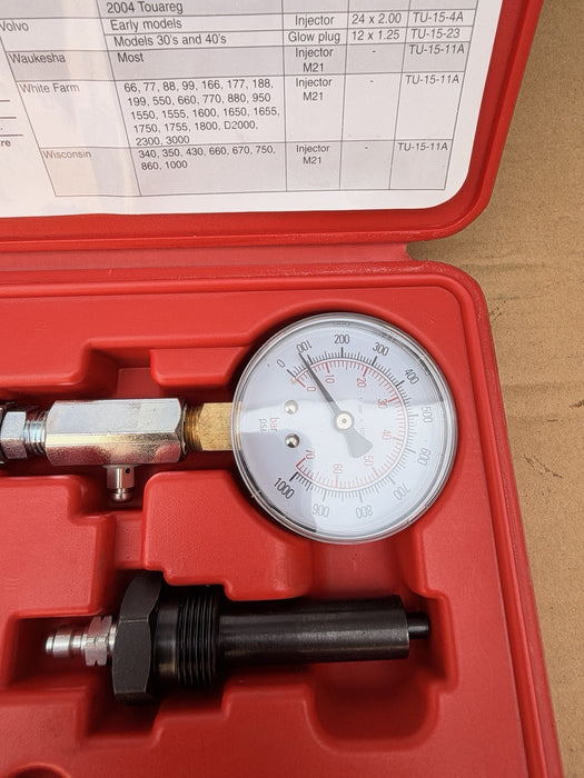18Pcs Diesel Cylinder Compression Tester Pressure Test Tool 4 Injector Adaptors