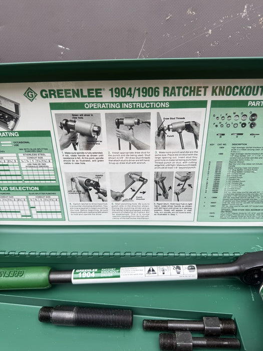 Greenlee 1904 Ratchet Knockout Punch Driver.  Brand New.  #1
