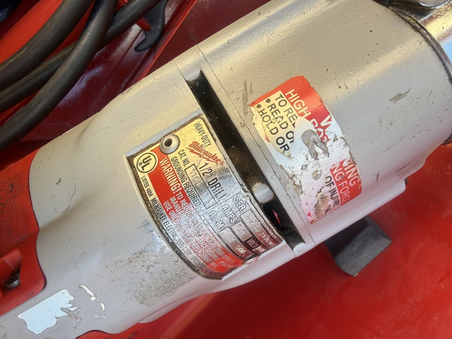 MILWAUKEE 1101 1 & 48-06-2871 HEAVY DUTY 1/2" RIGHT ANGLE 120V CORDED DRILL #1