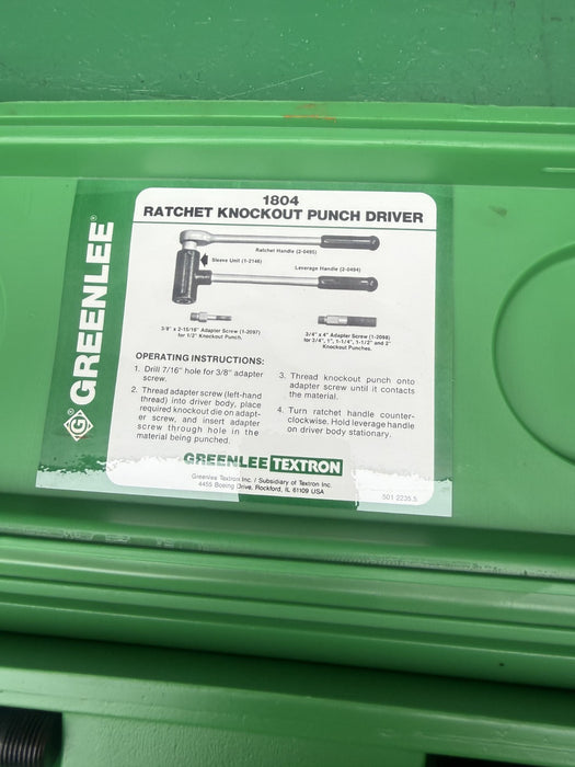 Greenlee 1804 SB  Ratchet Punch Driver.  Knockout.  Brand New. #4
