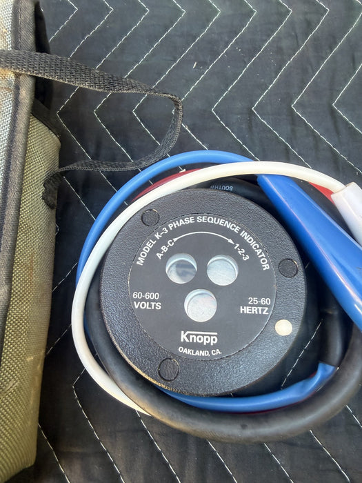 Knopp K-3 Phase Sequence Indicator, 60-600V With Case. Made in USA. Very nice #4