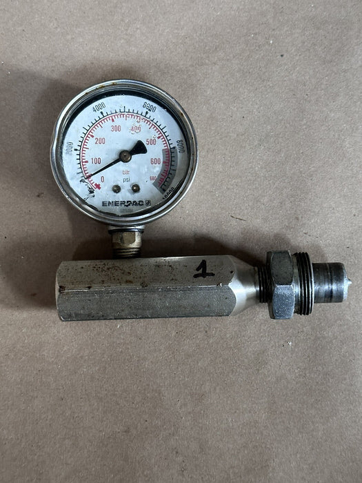 Enerpac 10,000 PSI Pressure Gauge with Enerpac Hydraulic Pressure Test Valve Kit