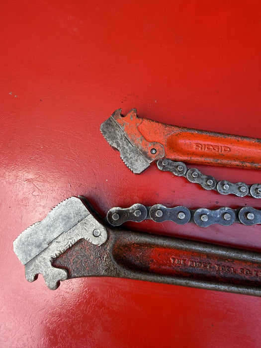 Ridgid C-18 and C-14  Chain Pipe Wrenches.  Nice set.