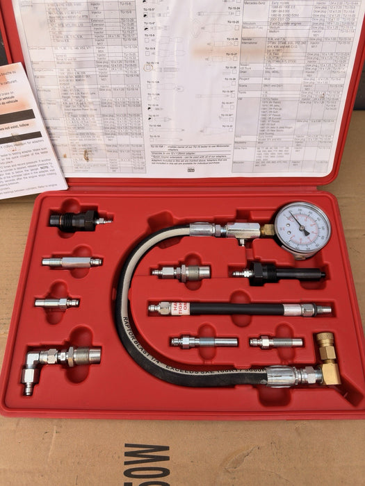 18Pcs Diesel Cylinder Compression Tester Pressure Test Tool 4 Injector Adaptors