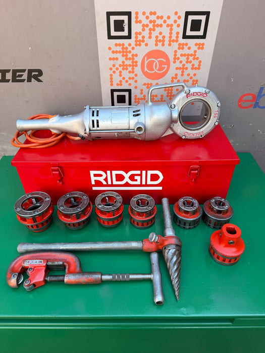 RIDGID Model 700 Power Drive Pipe Threader 12R Die Head Set 1/2-2 NPT Metal Case