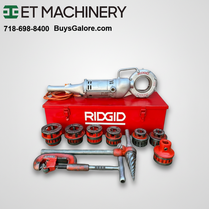 RIDGID Model 700 Power Drive Pipe Threader 12R Die Head Set 1/2-2 NPT Metal Case