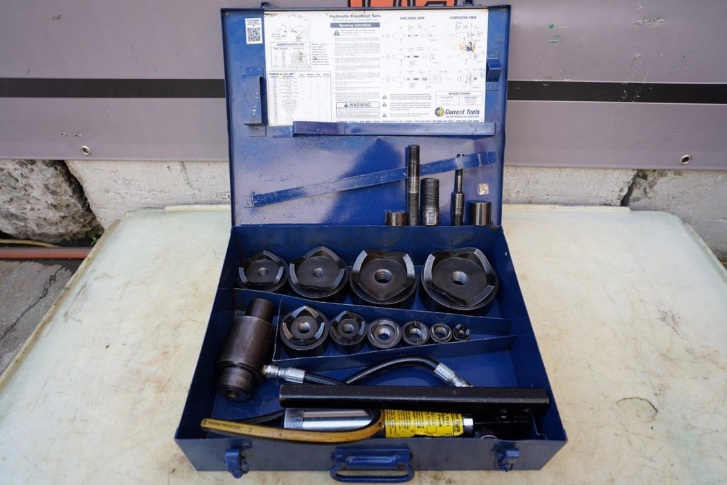 Current Tools 1/2" to 4"  Hydraulic Knock-Out Punch and Die Set Greenlee