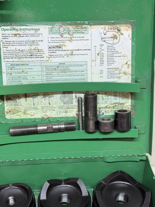 Greenlee 7310SB Slug Buster KO Knockout Punch Set 1/2" - 4" , 767 Pump & Box BG5
