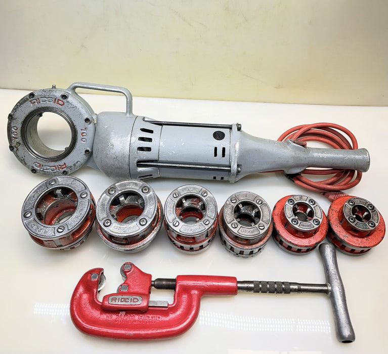 Ridgid 700 Pipe Threader Threading Machine & 12R Die Set 1/2 to 2" Works Great!