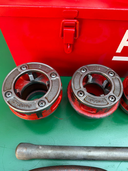RIDGID Model 700 Power Drive Pipe Threader 12R Die Head Set 1/2-2 NPT Metal Case