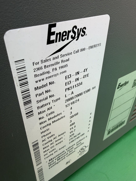 ENERSYS EI3-HL-4YE Enforcer IMPAQ Forklift Battery Charger 480V 3PH + Cables #3