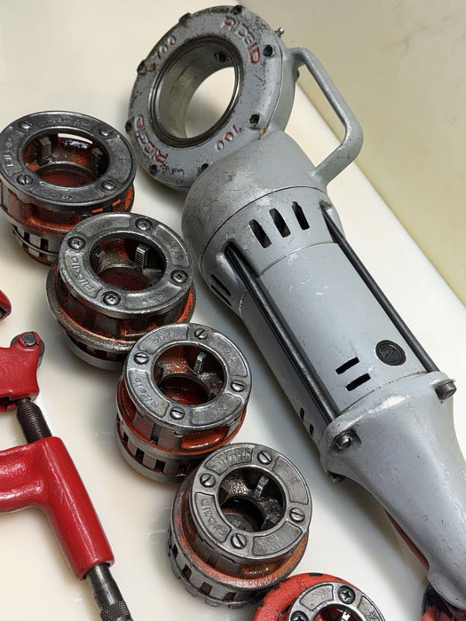 Ridgid 700 Pipe Threader Threading Machine & 12R Die Set 1/2 to 2" Works Great!