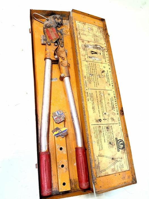 Thomas & Betts T&B TBM5 Compression Crimper Tool w/ 2 Color-Coded Dies & Case