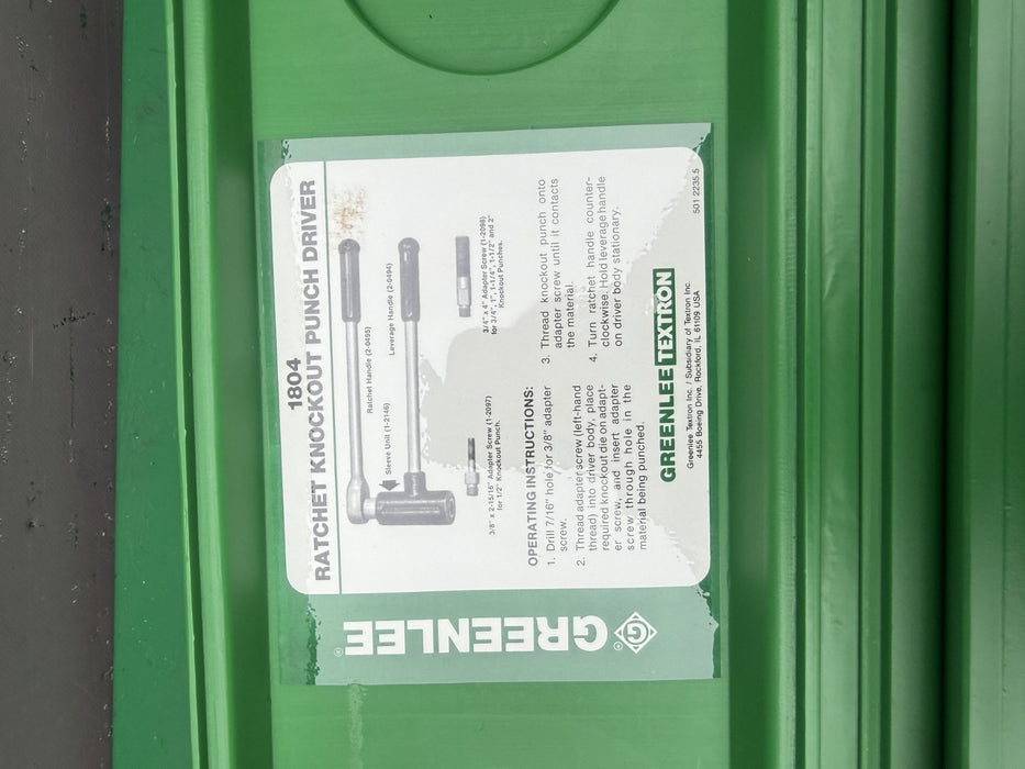 Greenlee 1804 SB  Ratchet Punch Driver.  Knockout.  Brand New.  #3