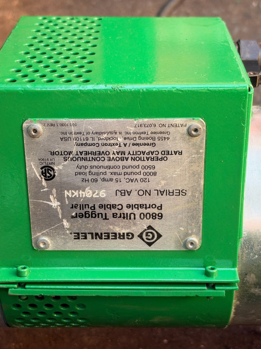 Greenlee 6805 Ultra Tugger Cable Puller Set 8000 lbs - Great Condition