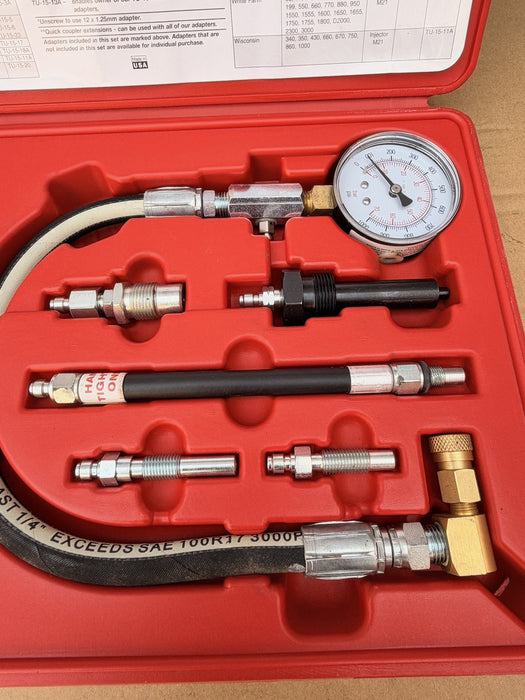 18Pcs Diesel Cylinder Compression Tester Pressure Test Tool 4 Injector Adaptors