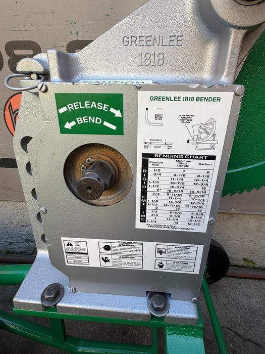 Greenlee 1818 Mechanical Conduit Bender EMT IMC Rigid Aluminum 1/2" - 2" Used