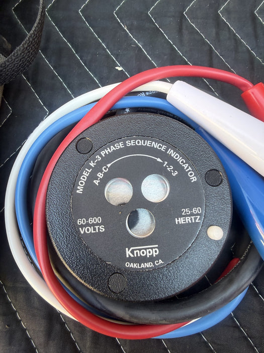 Knopp K-3 Phase Sequence Indicator, 60-600V With Case. Made in USA. Very nice #1